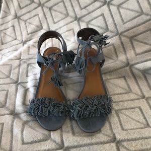 Material Girl blue suede wedges